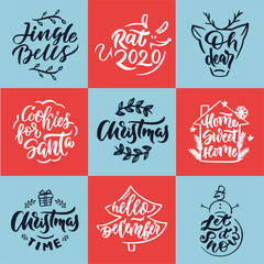 Christmas time hand drawn lettering. Composition for banner, postcard, poster design element stories, posts, etc. Vector eps10