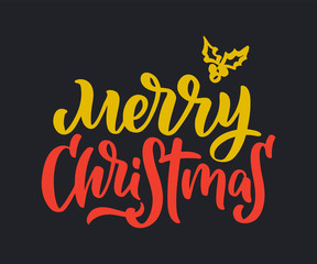Christmas time set hand drawn lettering, logo