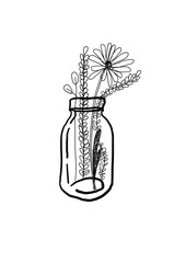 vase with flowers isolated on white