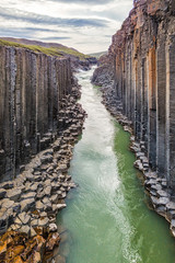 Studlagil basalt canyon, Iceland. One of the most wonderfull nature sightseeing in Iceland.