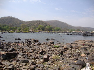 Fototapeta na wymiar river with less water