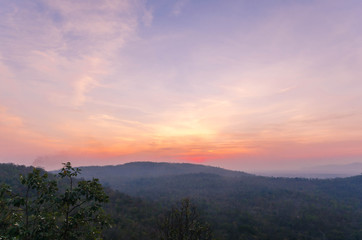 Fototapeta na wymiar Beautiful sunrise over the mountains for background.