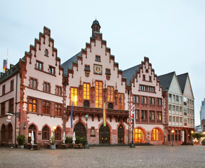 Fototapeta na wymiar Townhouse at Romerberg plaza - Roemer Square in Frankfurt am Main. Germany