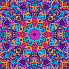 Festival indian colorful seamless design. Bright colorful mandala art pattern.