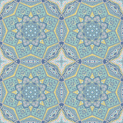 vector seamless arabesque pattern fromdoodle hand drawn oriental tiles, ornaments