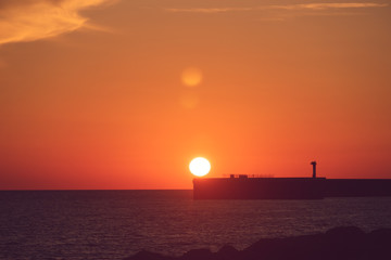 Fototapeta premium Sunset over Imeretinka. Sochi, Russia