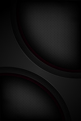 Black abstract vector background with overlapping characteristics.