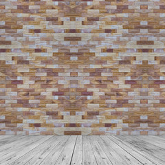 Red brick walls and wooden floors