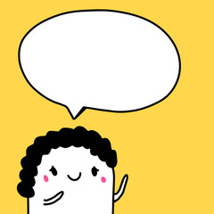 Cute boy hand drawn vector illustration cartoon style with speech bubble