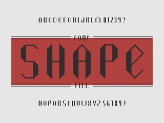 Shape fill font. Vector alphabet 