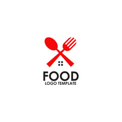 Food logo design with using fork and spoon icon