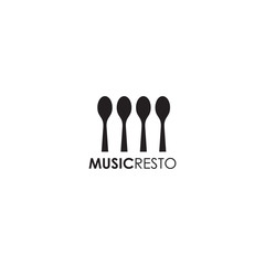 Food logo design with using fork and spoon icon
