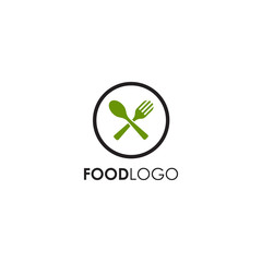 Food logo design with using fork and spoon icon