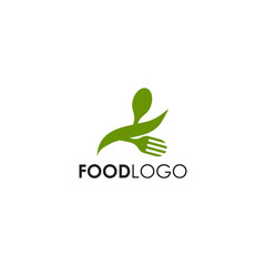 Food logo design with using fork and spoon icon