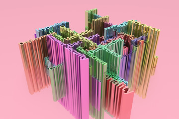 ICT, information technology keyword words cloud. For web page, graphic design, texture or background. 3D rendering.