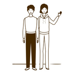 silhouette of couple of people standing on white background