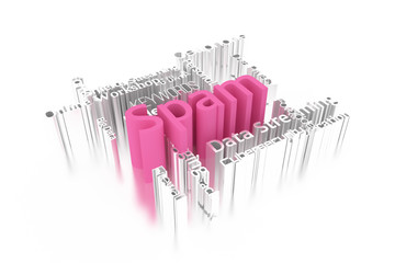 Spam, ICT, information technology keyword words cloud. For web page, graphic design, texture or background. 3D rendering.