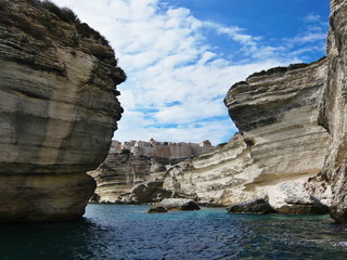 Fototapeta na wymiar Corsica-sea coast and town Bonifacio
