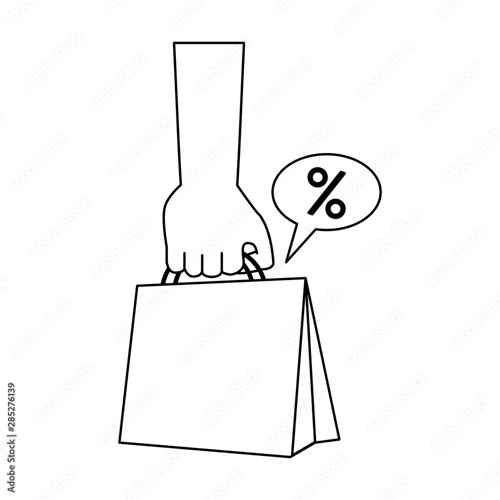 Poster shopping retail sale store cartoon in black and white