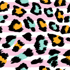 Ocelot pattern design - funny  drawing seamless leopard pattern. Lettering poster or t-shirt textile graphic design. / wallpaper, wrapping paper.