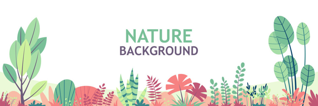 Flat nature background with copy space for text, for banner, greeting card, poster and advertising