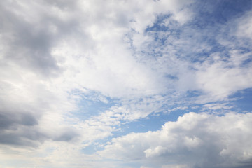 Beautiful view of blue sky with fluffy white clouds