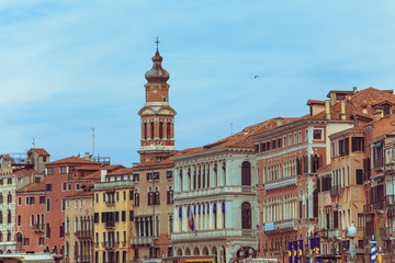 san bartolomeo di rialto church tower over venice city