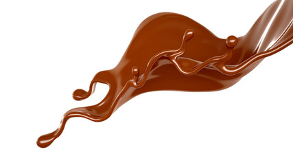 Splash of chocolate 3d illustration, 3d rendering.