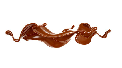 Splash of chocolate 3d illustration, 3d rendering.