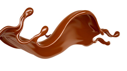 Splash of chocolate 3d illustration, 3d rendering.