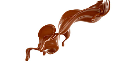 Splash of chocolate 3d illustration, 3d rendering.