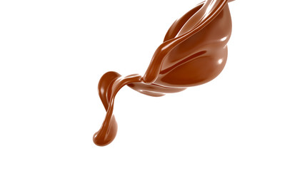 Splash of chocolate 3d illustration, 3d rendering.