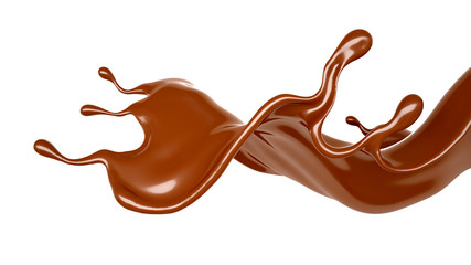 Splash of chocolate 3d illustration, 3d rendering.