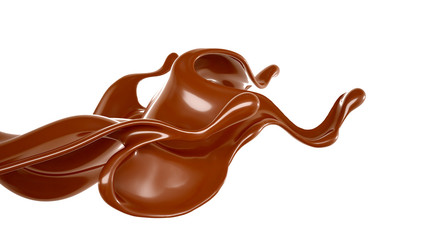 Splash of chocolate 3d illustration, 3d rendering.