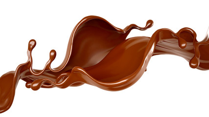 Splash of chocolate 3d illustration, 3d rendering.