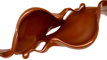 Splash of chocolate 3d illustration, 3d rendering.