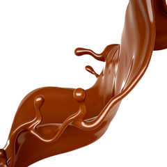 Splash of chocolate 3d illustration, 3d rendering.