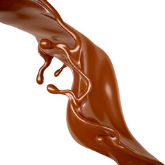 Splash of chocolate 3d illustration, 3d rendering.