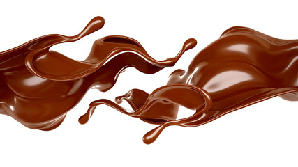 Splash of chocolate 3d illustration, 3d rendering.