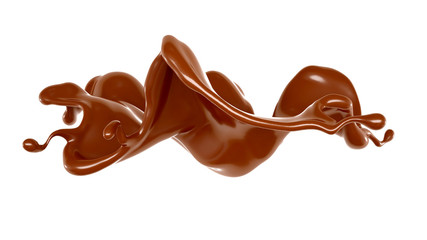 Splash of chocolate 3d illustration, 3d rendering.