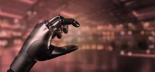 Red virus cyborg robot hand - 3d rendering