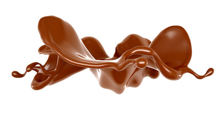 Splash of chocolate 3d illustration, 3d rendering.