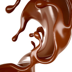 Splash of chocolate 3d illustration, 3d rendering.