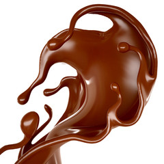 Splash of chocolate 3d illustration, 3d rendering.