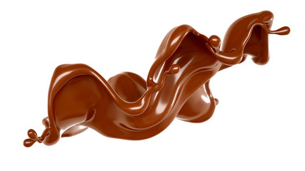 Splash of chocolate 3d illustration, 3d rendering.