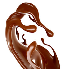 Splash of chocolate 3d illustration, 3d rendering.