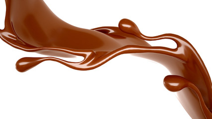 Splash of chocolate 3d illustration, 3d rendering.