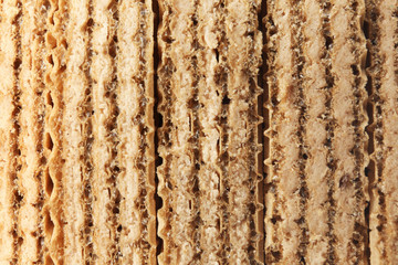 Closeup view of tasty wafer sticks as background. Sweet food