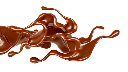 Splash of chocolate 3d illustration, 3d rendering.