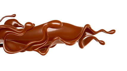 Splash of chocolate 3d illustration, 3d rendering.